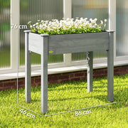 Wooden Raised Garden Planter Box With Bed Liner Ideal For Vegetables And Herbs Dark Grey AOSOM