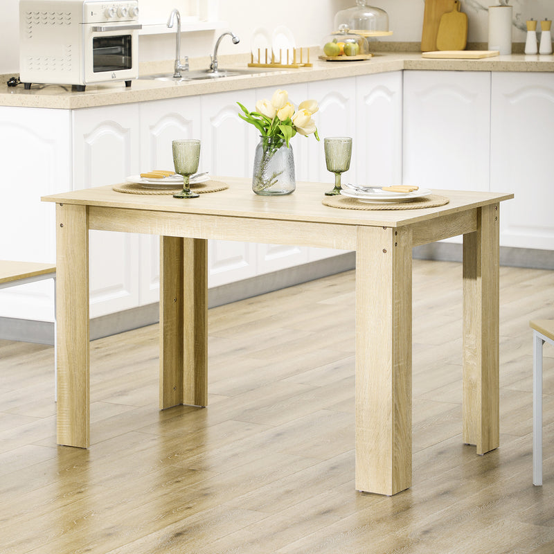 Dining Table for Small Spaces Seats 6 Easy Clean Wood Effect Oak AOSOM