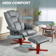 Manual Recliner Armchair with Matching Footstool for Home Comfort Lounge Grey