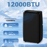 Portable Air Conditioner with Cooling and Dehumidifier for Bedrooms and Living Rooms Black AOSOM