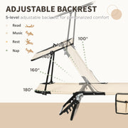 2 Piece Folding Sun Loungers with Canopy Adjustable Recliner Chairs for Garden Beach by Outsunny