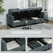 Dark Grey L Shaped Modular Storage Sofa Space Saving Design by HOMCOM