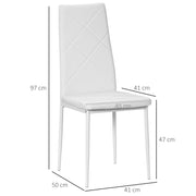 Set of 4 White Faux Leather Dining Chairs with Cushioned Seats for Modern Kitchens