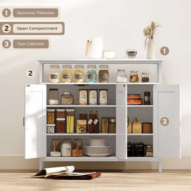 Kitchen Sideboard with Adjustable Shelves for Organised Storage White AOSOM