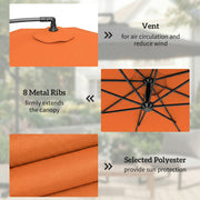 3m Orange Cantilever Parasol with Cross Base for Unobstructed Garden Shade Outsunny