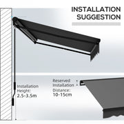 Dark Grey 3 x 2m Electric Awning With Remote Control And Aluminium Frame For Patios
