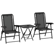 Three Piece Garden Table and Chair Set Black Weather Resistant by Outsunny