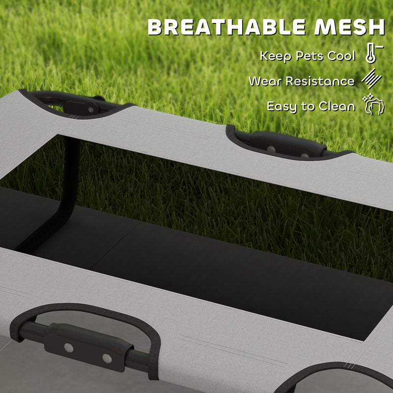 Light Grey Raised Dog Bed with Breathable Mesh for Small to Medium Dogs Indoors Outdoors AOSOM