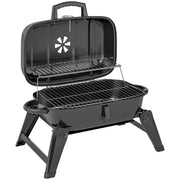 Folding Charcoal BBQ Grill with Thermometer Adjustable Vent and Handles by Outsunny