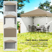 Khaki 3m x 3m Pop Up Gazebo with Sidewalls Leg Weight Bags and Wheeled Bag by Outsunny
