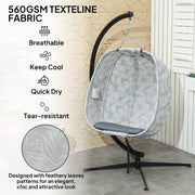 Grey Hanging Egg Chair with Stand and Cushion for Garden Patio and Balcony by Outsunny