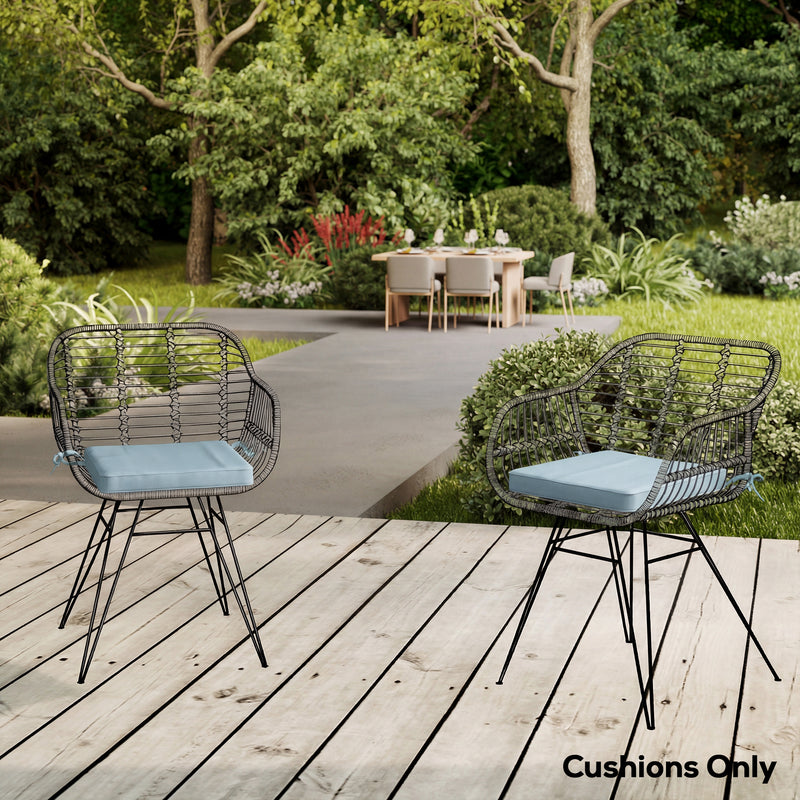 Set of 6 Padded Seat Cushions for Indoor or Outdoor Chairs with Removable Covers Light Grey Outsunny