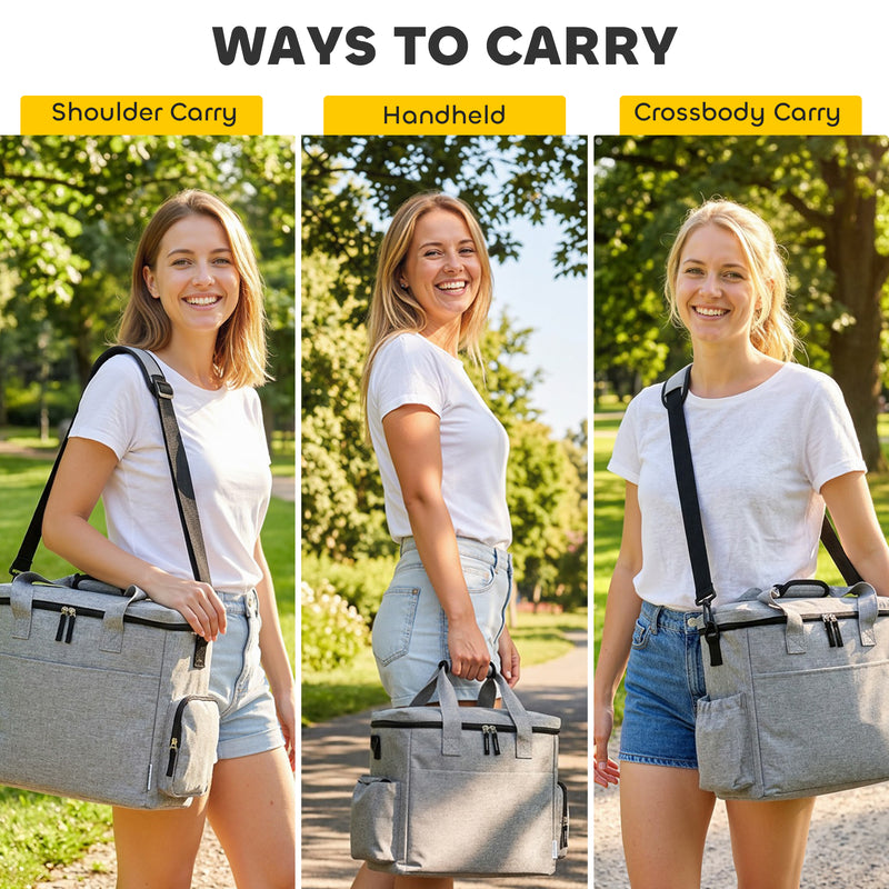 Pet Travel Organiser Bag with Insulated Food Containers and Collapsible Bowl Light Grey