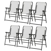 Set of 6 Folding Garden Chairs with Armrests and Mesh Seat Ideal for Camping Cream White AOSOM