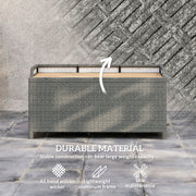 Grey 130L Rattan Garden Storage Box with Seat for Outdoor Use by Outsunny