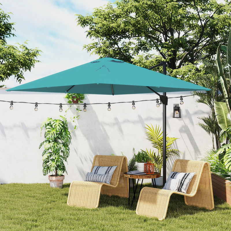 Cantilever Garden Parasol With Adjustable Tilt For Outdoor Shade Protection Outsunny