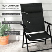 Set of 2 Black Garden Chairs with Armrests and Cushions for Relaxing Outdoor Seating