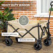 Khaki Folding Waggon Trolley With Carry Bag For Camping Beach Or Festival 120kg Capacity