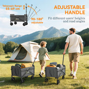 Folding Festival Trolley Wagon With Adjustable Handle 60kg Load Capacity Grey