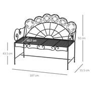 Outsunny Metal Garden Bench Loveseat with Slatted Seat, Black AOSOM
