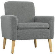 Upholstered Accent Armchair with Wide Padded Seat and Wooden Legs for Living Room Grey