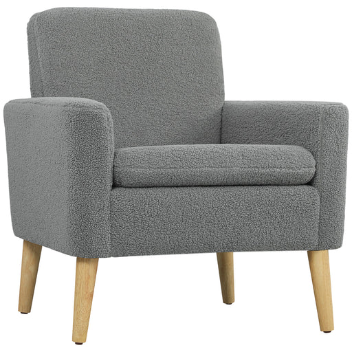 Upholstered Accent Armchair with Wide Padded Seat and Wooden Legs for Living Room Grey