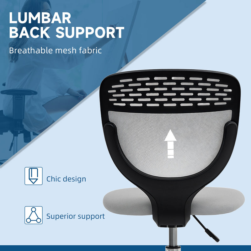 Light Grey Draughtsman Office Chair with Wheels Adjustable 68-88cm by Vinsetto