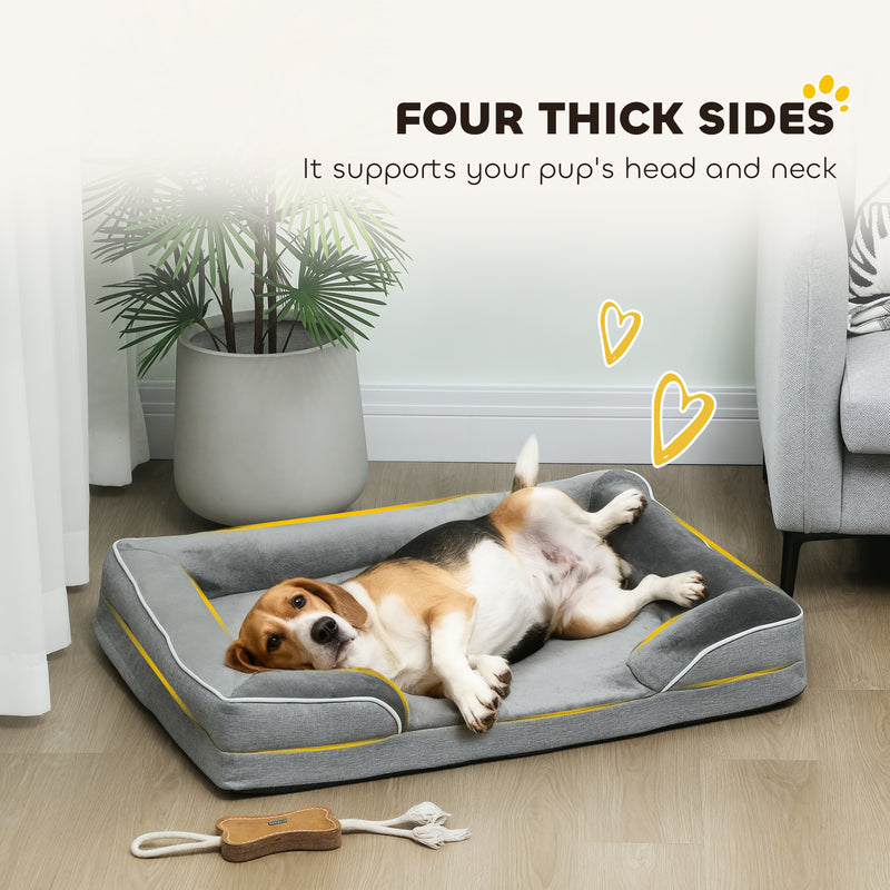 Washable Dog Sofa Bed With Removable Cover And Non Slip Base For Small Pets Grey