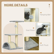 Cat Tree with Scratching Post and Rest Pad for Indoor Cats 72cm Tall Light Grey