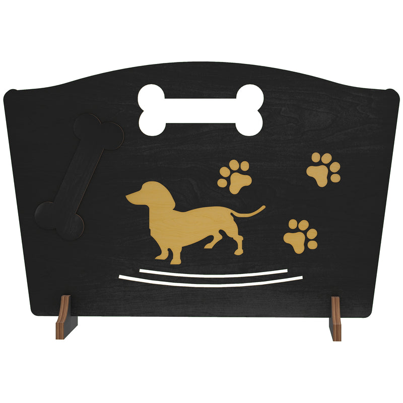 Wooden Dog Gate with Support Feet Easy Setup Pet Barrier for Stairs or Patio Black AOSOM