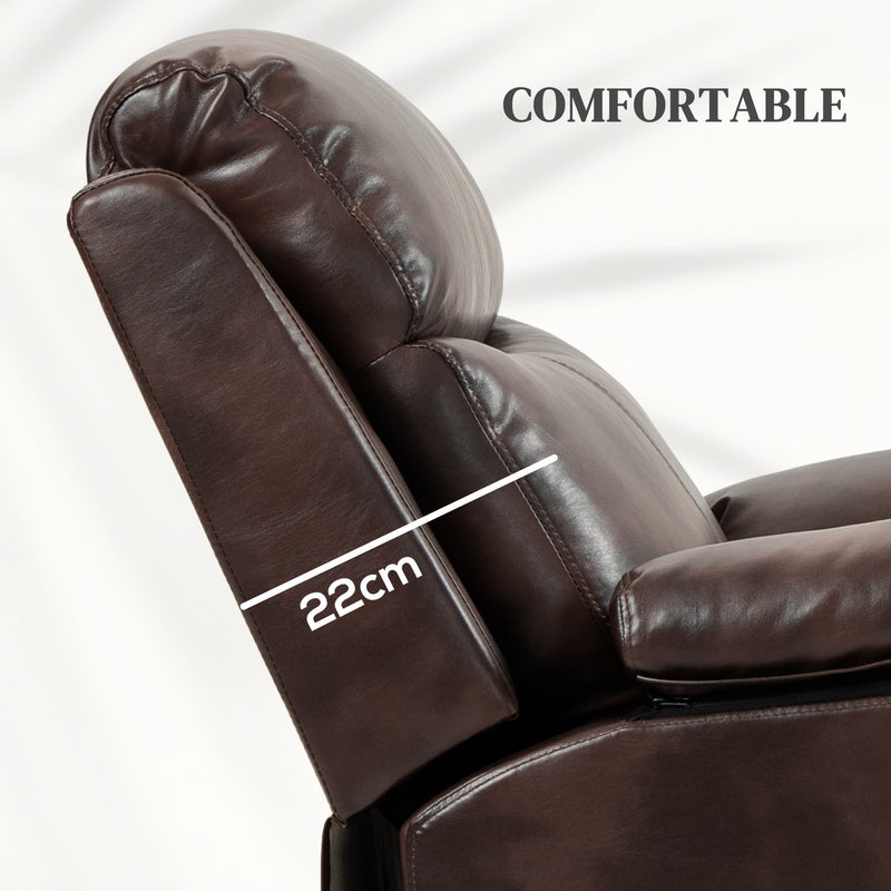 Electric Riser Recliner Chair With 70 Degree Tilt And Faux Leather Upholstery, Dark Brown