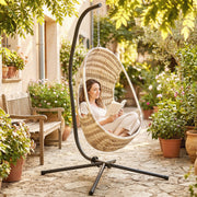Hammock Chair Stand for Indoor or Garden Use Adjustable Steel Frame Black AOSOM