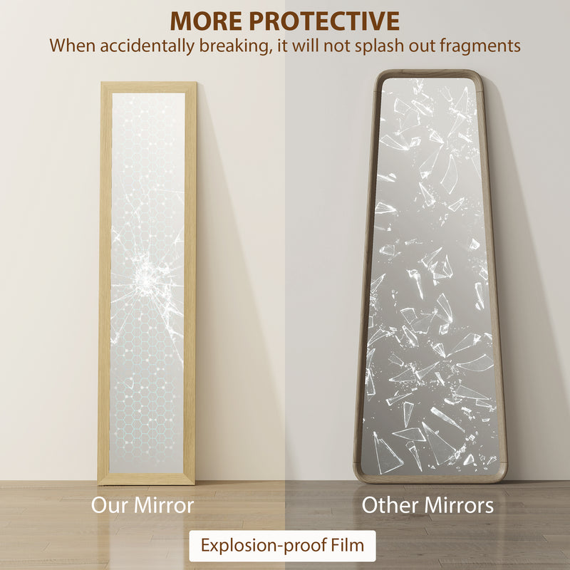 Full Length Leaning Wall Mirror 37 x 157 cm Ideal for Bedroom or Hallway Natural