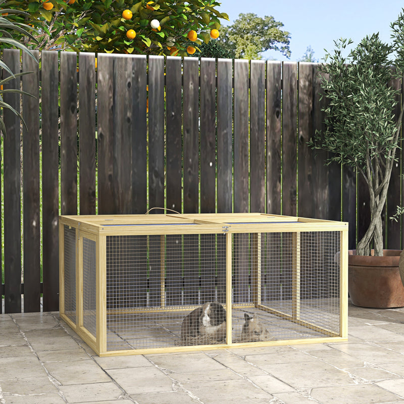 Large Wooden Rabbit Hutch for 2–3 Pets with Easy Access and Foldable Design Natural Wood