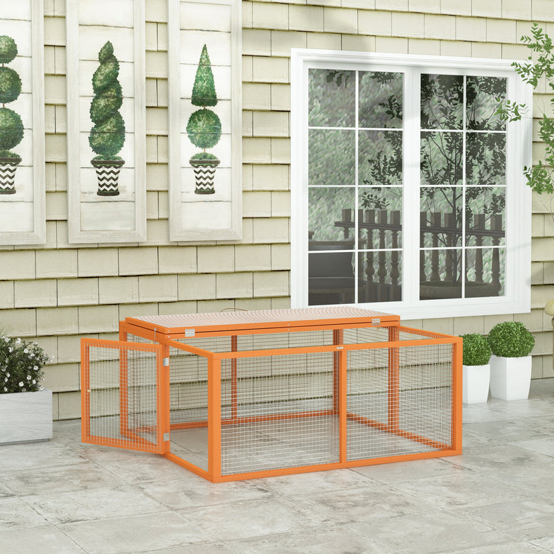 Foldable Wooden Rabbit Hutch for Indoor and Outdoor Use with Easy Access Orange AOSOM