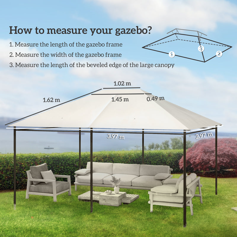 3 x 4m Gazebo Canopy Roof Replacement Top Cover Ideal for Outdoor Use Cream White AOSOM