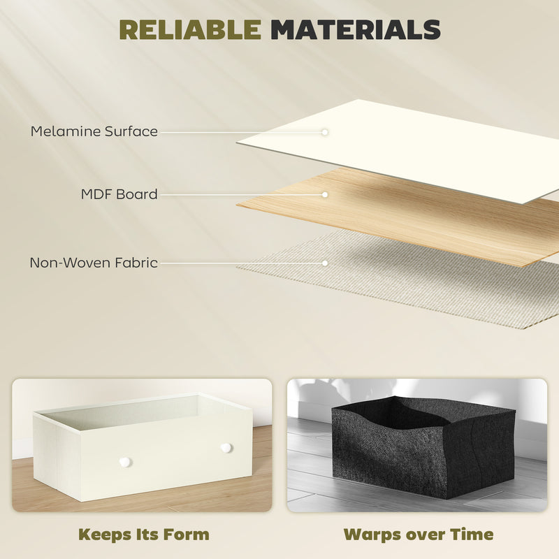 4 Drawer Fabric Chest Of Drawers With Steel Frame For Bedroom Or Hallway, White Grey