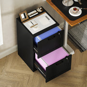 2 Drawer Lockable Filing Cabinet With Adjustable File Rails For Home Office Use Black