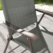 Set of 2 Folding Garden Chairs with Breathable Mesh Seats for Outdoor Use Dark Grey AOSOM