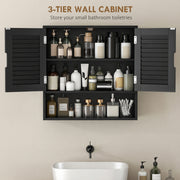 Wall Mounted Bathroom Cabinet With Adjustable Shelves For Compact Storage Black AOSOM