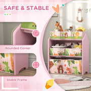 Pink 3-Tier Kids Toy Storage Unit with 6 Removable Boxes for Bedroom Playroom Nursery by AIYAPLAY