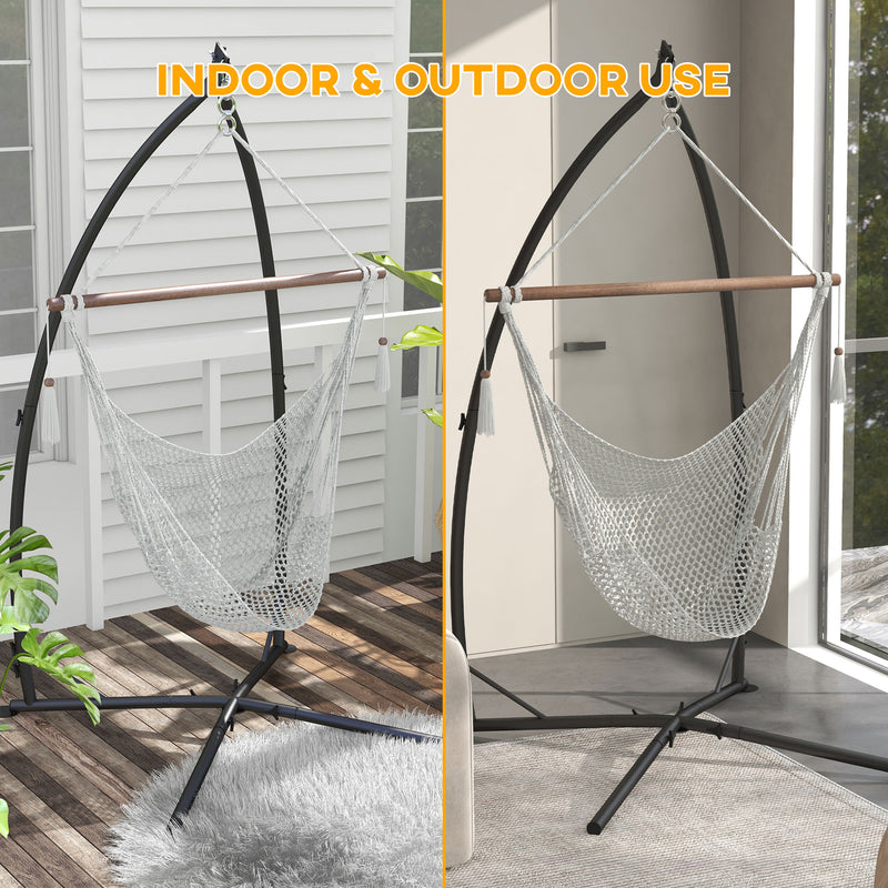 Black Heavy Duty Hammock Chair Stand With Chain For Indoor And Outdoor Hanging Use