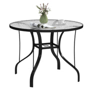 Round Outdoor Dining Table with Tempered Glass Top and Parasol Hole 96.5cm by Outsunny