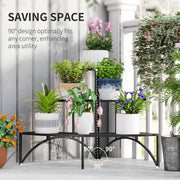 3 Tier Metal Corner Plant Stand for Garden Balcony or Patio in Black by Outsunny AOSOM