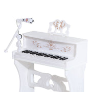 White 37 Key Kids Electronic Piano Set With Stool Microphone And Music Stand AOSOM