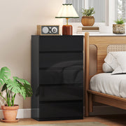 Chest of Drawers with 5 Spacious Handleless Storage Drawers for Bedroom Organisation High Gloss Black AOSOM