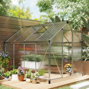6 x 8ft Walk In Greenhouse With Sliding Door For Growing Plants Outdoors Clear AOSOM