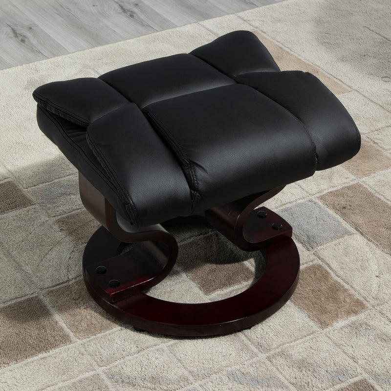 Recliner Armchair and Footstool Set with Swivel Base and Adjustable Backrest Black