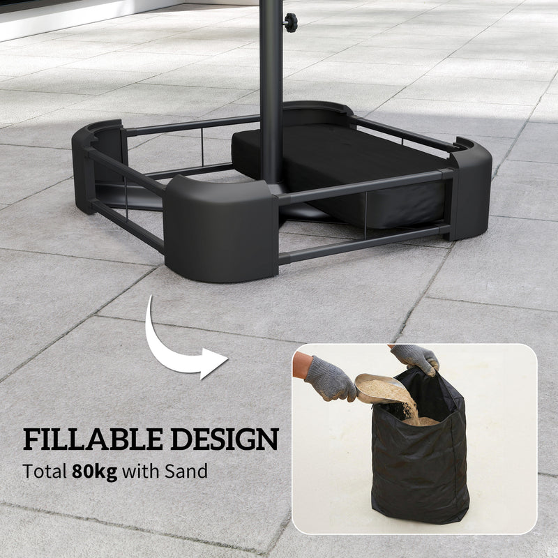 Umbrella Base for Garden and Patio Secure Heavy Duty Parasol Stand Easy Fill Black