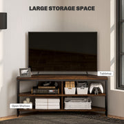 Industrial Corner TV Unit Black and Brown Wood Effect for Living Room by HOMCOM